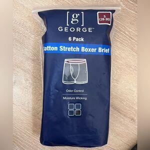 NWT George 6-Pack Cotton Stretch Boxer Brief (Small 28-30)